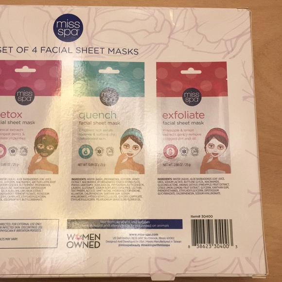 New Set of 4 Facial Sheet Masks with Free Spa Headband Gift Boxed 6 available - Picture 5 of 5